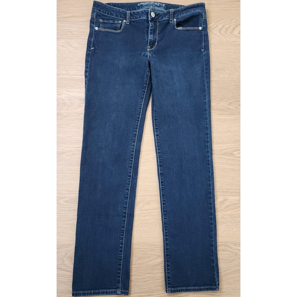American Eagle Skinny Jeans Womens 14 Dark Wash Blue Denim Stretch Pants 34x32